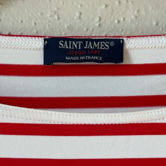Saint James Garde Cotte III Nautical Performance Top 4 Red White Stripe Casual - Picture 7 of 10